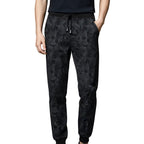Side view of men’s slim fit jogger pants showing urban hip hop style design