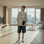Front view of men’s Yinshan Tide loose fit cotton T-shirt in casual streetwear style