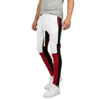 Front view of men’s skinny streetwear denim jeans with loose fit modern design