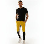 Front view of men’s skinny streetwear denim jeans with loose fit modern design