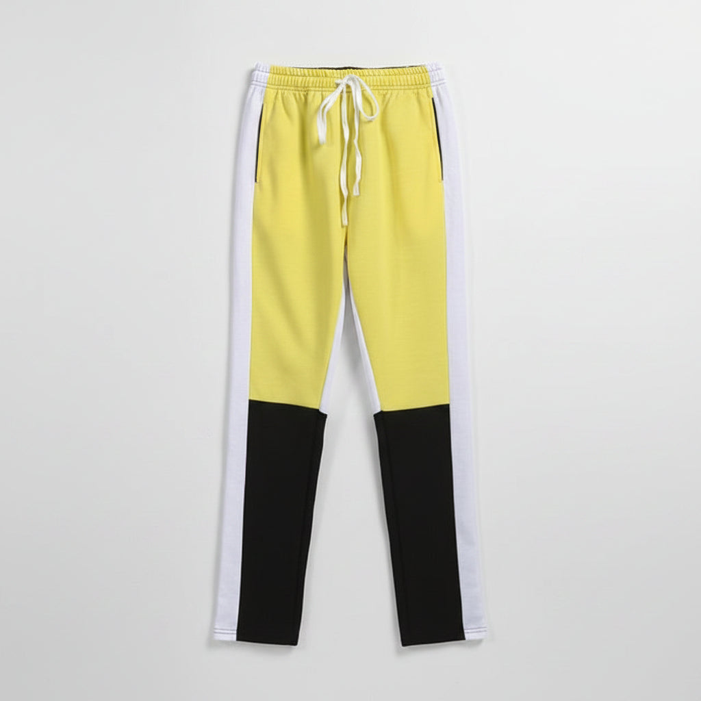 Front view of men’s skinny streetwear denim jeans with loose fit modern design
