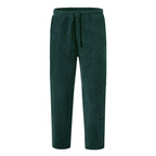Front view of men’s winter corduroy jogger pants with simple streetwear design