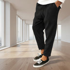 Front view of men’s winter corduroy jogger pants with simple streetwear design